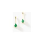 Boucles d'oreilles pendantes goutte or jaune emeraude