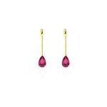 Boucles d'oreilles pendantes goutte or jaune rubis
