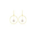 Boucles d'oreilles pendantes joris or jaune perle de culture Boucles d'oreilles pendantes joris or jaune perle de culture