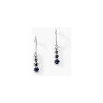 Boucles d'oreilles pendantes josephine or blanc saphir et diamant