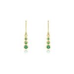 Boucles d'oreilles pendantes josephine or jaune emeraude