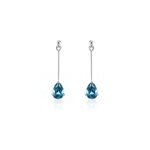 Boucles d'oreilles pendantes goutte or blanc topaze bleu london Boucles d'oreilles pendantes goutte or blanc topaze bleu london