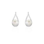 Boucles d'oreilles pendantes loren argent blanc perle de culture