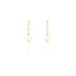 Boucles d'oreilles pendantes louise - marie or jaune perle de culture