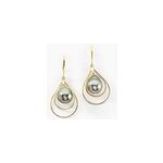 Boucles d'oreilles pendantes martyna or jaune perle de tahiti