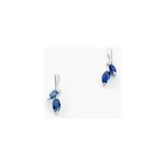 Boucles d'oreilles pendantes navette or blanc saphir