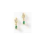 Boucles d'oreilles pendantes or jaune patrocle emeraude et diamants