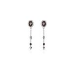 Boucles d'oreilles pendantes polka argent blanc