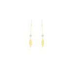 Boucles d'oreilles pendantes powoo or jaune strass