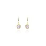 Boucles d'oreilles pendantes rosaline or jaune amethyste et oxyde