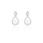Boucles d'oreilles pendantes saja argent perle de culture et oxyde