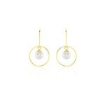 Boucles d'oreilles pendantes salvine or jaune perle de culture