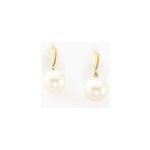 Boucles d'oreilles pendantes sibylle or jaune perle de culture