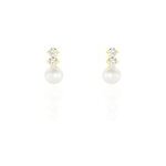 Boucles d'oreilles pendantes taima or jaune perle de culture