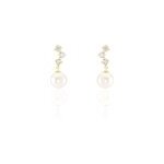 Boucles d'oreilles pendantes taiss or jaune perle de culture
