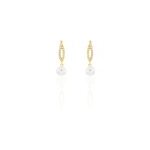 Boucles d'oreilles pendantes tesnimae or jaune oxyde perle de culture