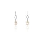 Boucles d'oreilles pendantes tiphaine argent blanc perle de culture