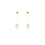Boucles d'oreilles pendantes valera or jaune perle de culture