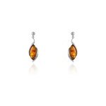 Boucles d'oreilles pendantes vyara argent blanc ambre Boucles d'oreilles pendantes vyara argent blanc ambre