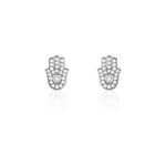 Boucles d'oreilles puces amat argent blanc oxyde de zirconium