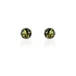 Boucles d'oreilles puces argent blanc acacia ambre