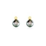 Boucles d'oreilles puces baroque or jaune perle de culture de tahiti