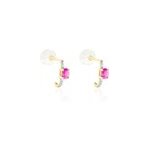 Demi croles barrett or jaune rubis diamant