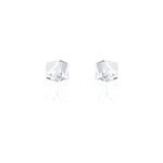 Boucles d'oreilles puces bridie argent blanc pierre de synthese