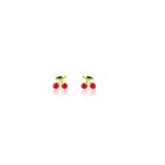 Boucles d'oreilles puces cherry cerise or jaune