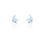 Boucles d'oreilles puces coeur in love or blanc topaze et oxyde Boucles d'oreilles puces coeur in love or blanc topaze et oxyde