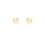 Boucles d'oreilles puces daria coeur plein or jaune oxyde de zirconium