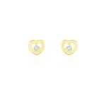 Boucles d'oreilles puces daria coeur or jaune oxyde de zirconium
