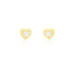 Boucles d'oreilles puces daria coeur plein or jaune oxyde de zirconium