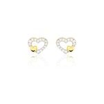 Boucles d'oreilles puces daria double coeurs or jaune oxyde