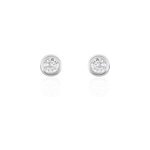 Boucles d'oreilles puces daria serti clos or blanc oxyde de zirconium