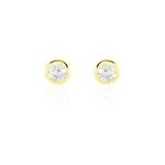 Boucles d'oreilles puces daria serti clos or jaune oxyde de zirconium