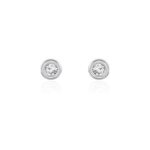 Boucles d'oreilles puces eden serti pneu or blanc oxyde de zirconium