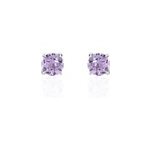 Boucles d'oreilles puces elea serti griffes 3 or blanc amethyste Boucles d'oreilles puces elea serti griffes 3 or blanc amethyste