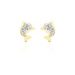 Boucles d'oreilles puces eleanor dauphin 0 or jaune strass