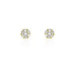 Boucles d'oreilles puces eleanor fleur or jaune oxyde de zirconium