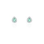Boucles d'oreilles puces elheme or blanc emeraude et diamant