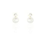 Boucles d'oreilles puces eolande or jaune perle de culture