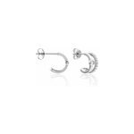 Boucles d'oreilles puces forrest argent rhodi� oxyde de zirconium