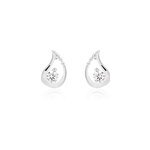 Boucles d'oreilles puces helie goutte or blanc oxyde de zirconium