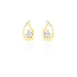 Boucles d'oreilles puces helie goutte or jaune oxyde de zirconium