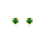 Boucles d'oreilles puces jardin serti griffe or jaune emeraude