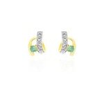 Boucles d'oreilles puces loubra or jaune emeraude