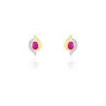 Boucles d'oreilles puces lydia or bicolore rubis