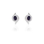 Boucles d'oreilles puces lydia or blanc saphir