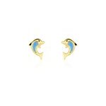 Boucles d'oreilles puces mael dauphin or jaune